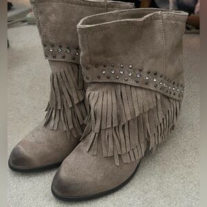 NWOB - Not Rated Fringe Suede Ankle Boots.